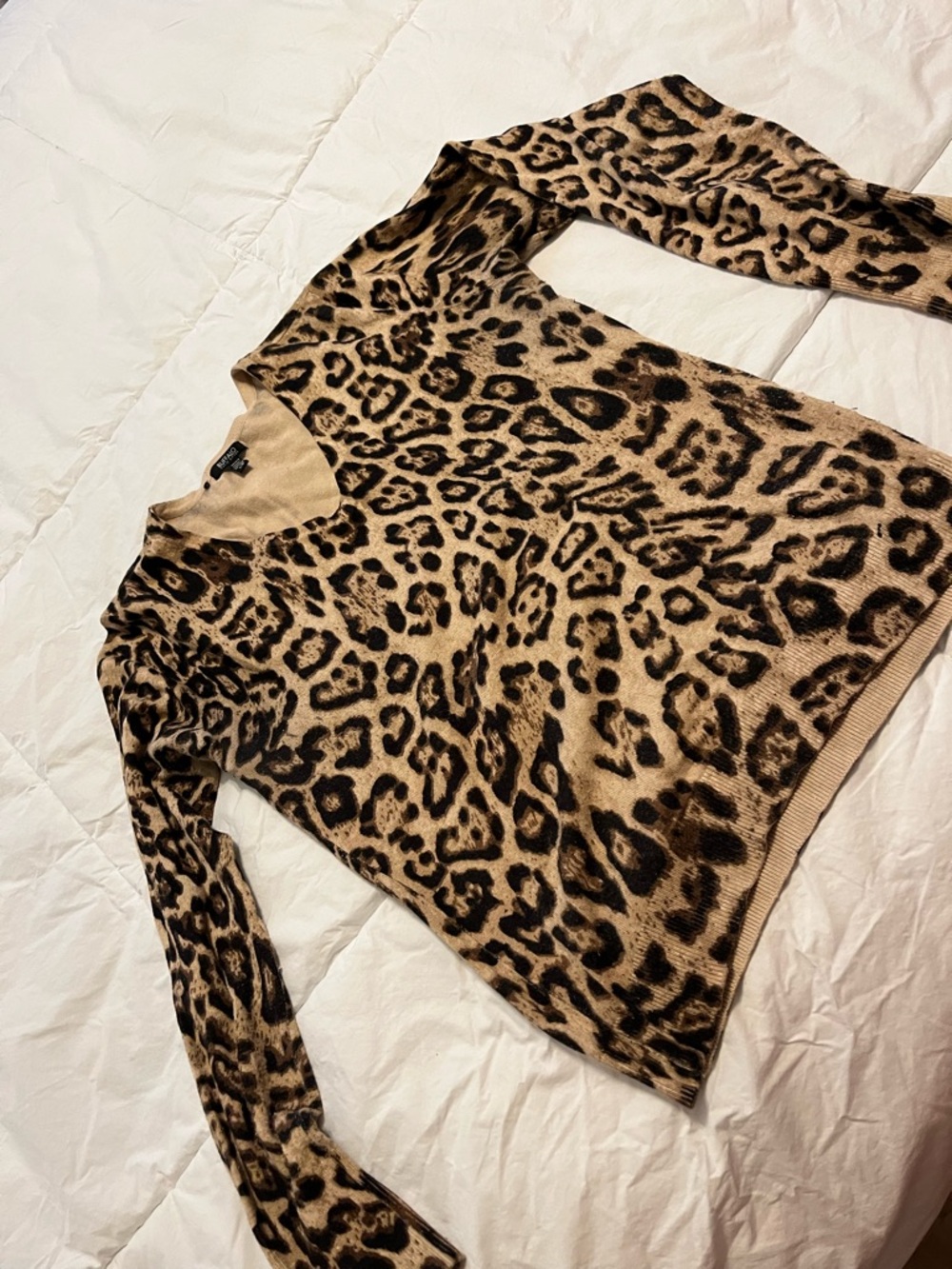 Buffalo David Bitton Leopard-Print Knit Top in Beige and Brown